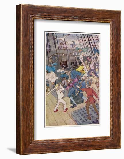 Fight Breaks out on Board the Pirate Ship-Alice B. Woodward-Framed Photographic Print