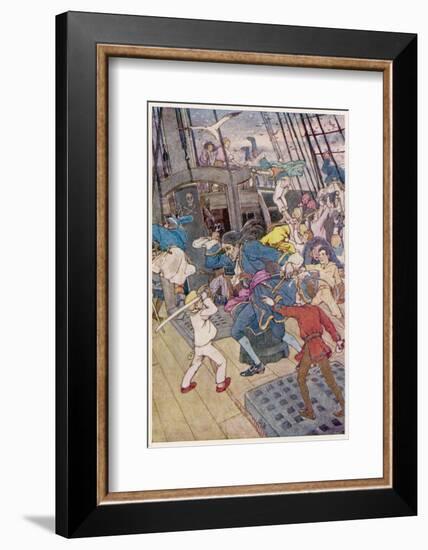 Fight Breaks out on Board the Pirate Ship-Alice B. Woodward-Framed Photographic Print