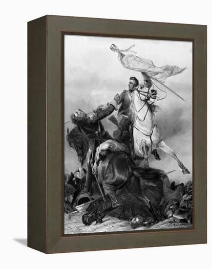 Fight for the Standard - Sergeant Ewart Capturing the Eagle of the French 45th Regiment at Waterloo-Richard Ansdell-Framed Premier Image Canvas