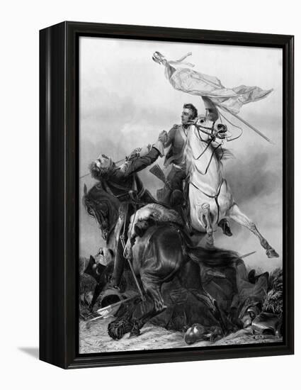Fight for the Standard - Sergeant Ewart Capturing the Eagle of the French 45th Regiment at Waterloo-Richard Ansdell-Framed Premier Image Canvas