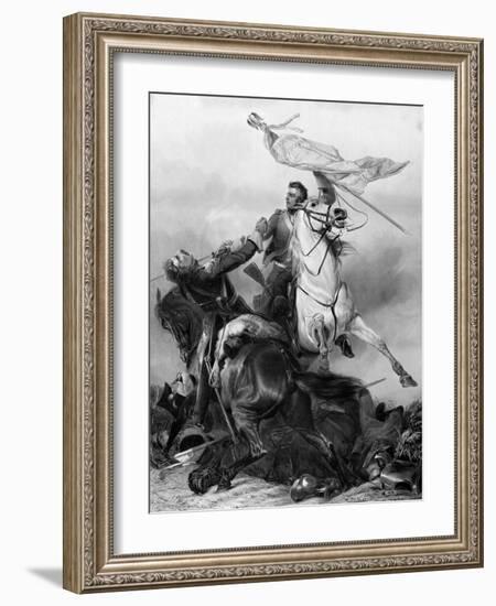 Fight for the Standard - Sergeant Ewart Capturing the Eagle of the French 45th Regiment at Waterloo-Richard Ansdell-Framed Giclee Print