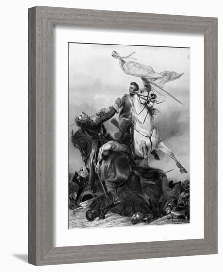 Fight for the Standard - Sergeant Ewart Capturing the Eagle of the French 45th Regiment at Waterloo-Richard Ansdell-Framed Giclee Print