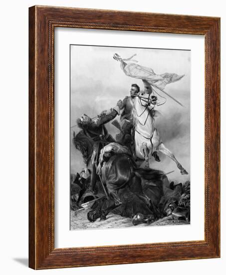 Fight for the Standard - Sergeant Ewart Capturing the Eagle of the French 45th Regiment at Waterloo-Richard Ansdell-Framed Giclee Print