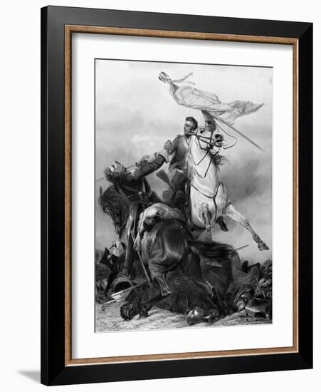 Fight for the Standard - Sergeant Ewart Capturing the Eagle of the French 45th Regiment at Waterloo-Richard Ansdell-Framed Giclee Print