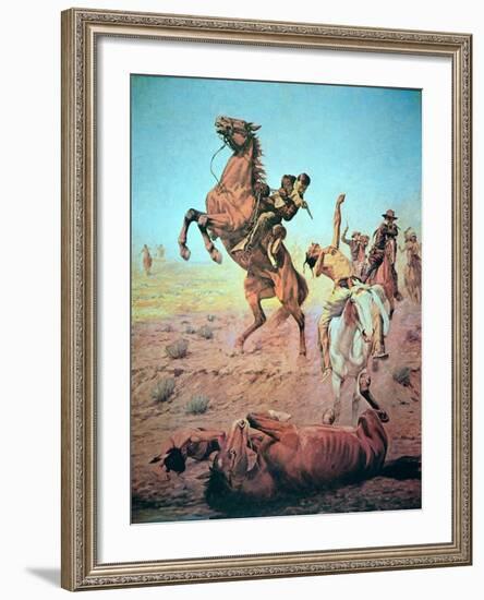 Fight For the Water Hole-Charles Schreyvogel-Framed Giclee Print