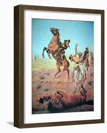 Fight For the Water Hole-Charles Schreyvogel-Framed Giclee Print