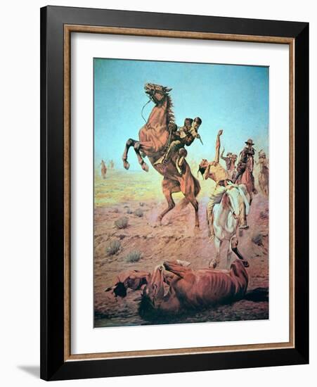 Fight For the Water Hole-Charles Schreyvogel-Framed Giclee Print