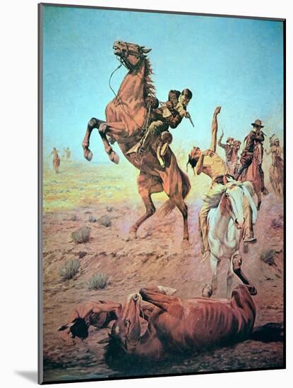 Fight For the Water Hole-Charles Schreyvogel-Mounted Giclee Print