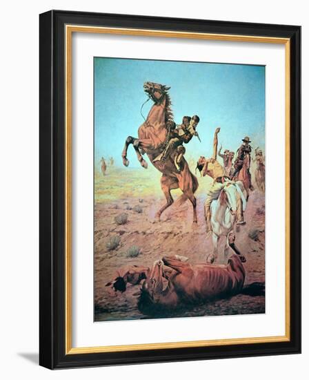 Fight For the Water Hole-Charles Schreyvogel-Framed Giclee Print