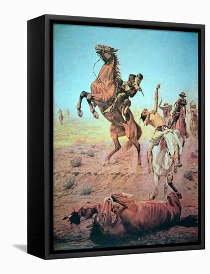 Fight For the Water Hole-Charles Schreyvogel-Framed Premier Image Canvas