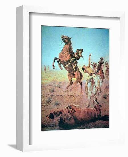 Fight For the Water Hole-Charles Schreyvogel-Framed Giclee Print