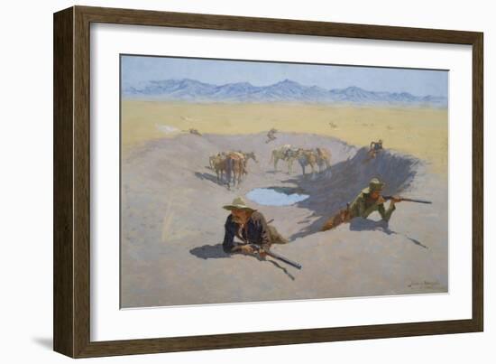 Fight for the Waterhole, 1903 (Oil on Canvas)-Frederic Remington-Framed Giclee Print