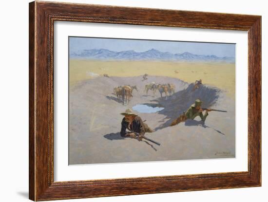 Fight for the Waterhole, 1903 (Oil on Canvas)-Frederic Remington-Framed Giclee Print