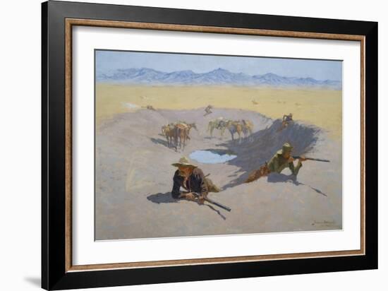 Fight for the Waterhole, 1903 (Oil on Canvas)-Frederic Remington-Framed Giclee Print