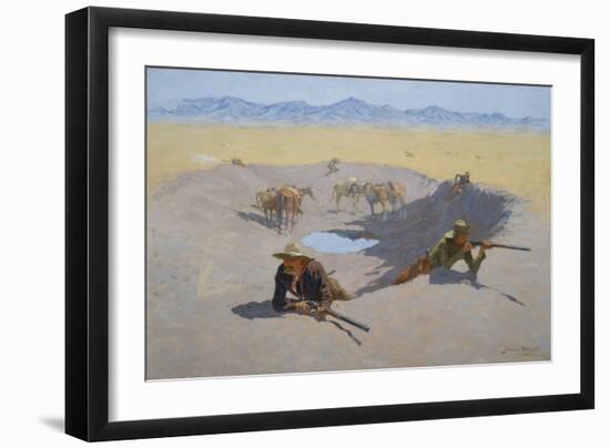 Fight for the Waterhole, 1903 (Oil on Canvas)-Frederic Remington-Framed Giclee Print