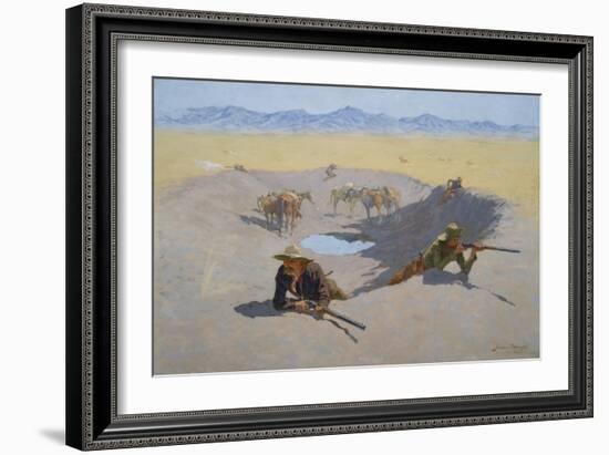 Fight for the Waterhole, 1903 (Oil on Canvas)-Frederic Remington-Framed Giclee Print