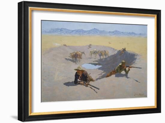 Fight for the Waterhole, 1903 (Oil on Canvas)-Frederic Remington-Framed Giclee Print