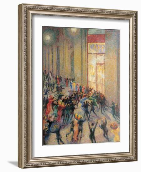 Fight in the Arcade-Umberto Boccioni-Framed Art Print