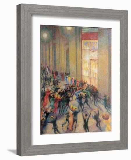 Fight in the Arcade-Umberto Boccioni-Framed Art Print