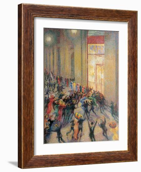 Fight in the Arcade-Umberto Boccioni-Framed Art Print