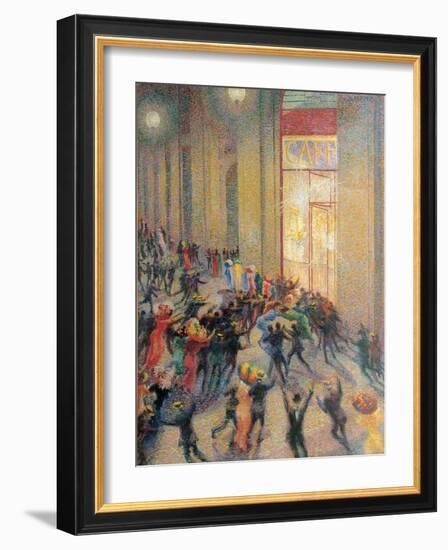 Fight in the Arcade-Umberto Boccioni-Framed Art Print