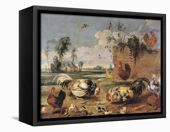 Fight of Cocks-Frans Snyders-Framed Stretched Canvas