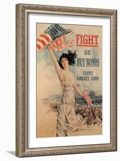 FIGHT! or Buy Bonds: Third Liberty Loan-Howard Chandler Christy-Framed Art Print