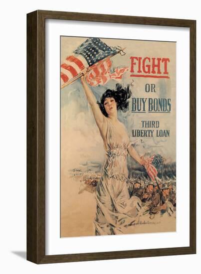 FIGHT! or Buy Bonds: Third Liberty Loan-Howard Chandler Christy-Framed Art Print