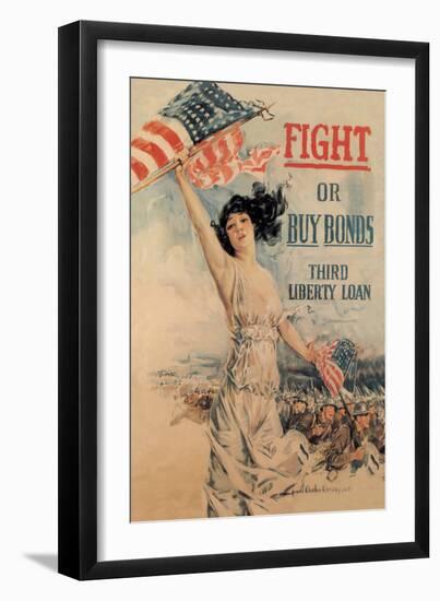 FIGHT! or Buy Bonds: Third Liberty Loan-Howard Chandler Christy-Framed Art Print