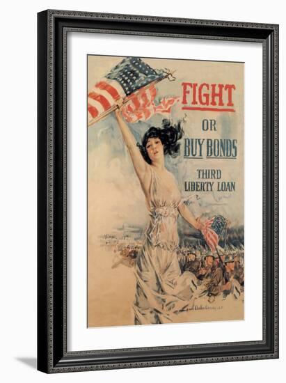 FIGHT! or Buy Bonds: Third Liberty Loan-Howard Chandler Christy-Framed Art Print