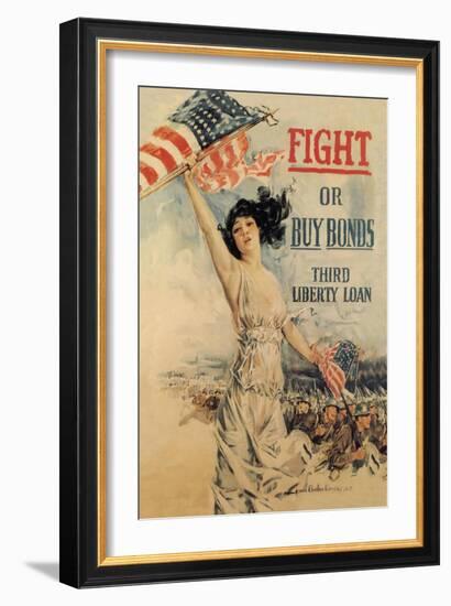 FIGHT! or Buy Bonds: Third Liberty Loan-Howard Chandler Christy-Framed Art Print