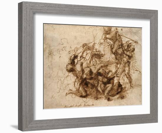 Fight Study for the 'Cascina Battle', 1504-Michelangelo Buonarroti-Framed Giclee Print