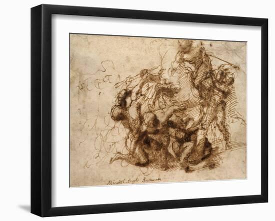 Fight Study for the 'Cascina Battle', 1504-Michelangelo Buonarroti-Framed Giclee Print