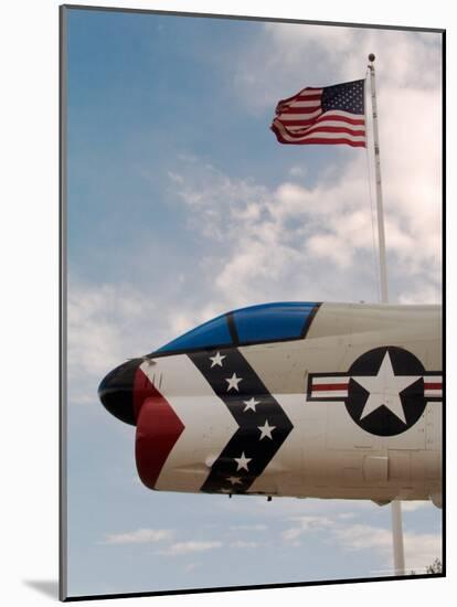 Fighter Jet and Flag along US Highway 50, Fallon, Nevada, USA-Scott T. Smith-Mounted Photographic Print