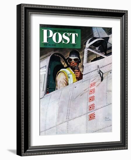 "Fighter Pilot," Saturday Evening Post Cover, May 22, 1943-Mead Schaeffer-Framed Giclee Print