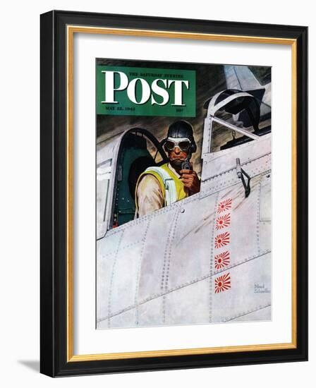 "Fighter Pilot," Saturday Evening Post Cover, May 22, 1943-Mead Schaeffer-Framed Giclee Print