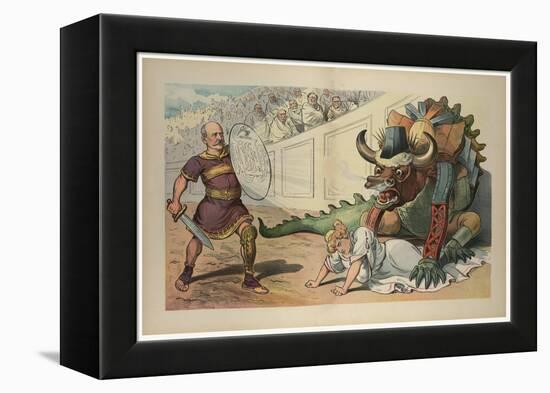 Fighting An Industrial Monster-JS Pughe-Framed Stretched Canvas