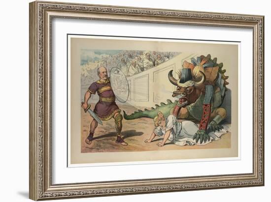 Fighting An Industrial Monster-JS Pughe-Framed Art Print