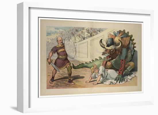 Fighting An Industrial Monster-JS Pughe-Framed Premium Giclee Print