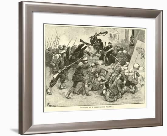 Fighting at a Barricade in Valencia-null-Framed Giclee Print