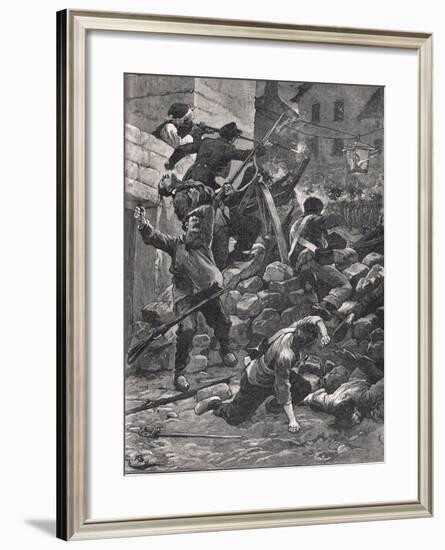 Fighting at the Barricades in Paris-null-Framed Giclee Print