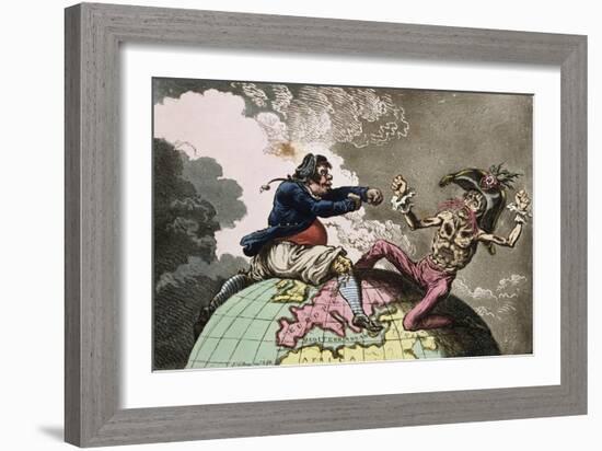 Fighting for the Dunghill, or Jack Tar Settl'Ing Buonaparte, Published by Hannah Humphrey in 1798-James Gillray-Framed Giclee Print