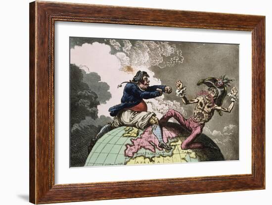 Fighting for the Dunghill, or Jack Tar Settl'Ing Buonaparte, Published by Hannah Humphrey in 1798-James Gillray-Framed Giclee Print