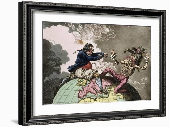 Fighting for the Dunghill, or Jack Tar Settl'Ing Buonaparte, Published by Hannah Humphrey in 1798-James Gillray-Framed Giclee Print