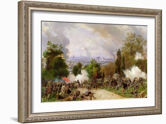 Fighting in the Cemetary of Pere Lachaise in 1871 (Oil on Canvas)-Felix Philippoteaux-Framed Giclee Print