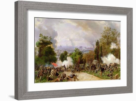 Fighting in the Cemetary of Pere Lachaise in 1871 (Oil on Canvas)-Felix Philippoteaux-Framed Giclee Print
