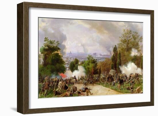 Fighting in the Cemetary of Pere Lachaise in 1871 (Oil on Canvas)-Felix Philippoteaux-Framed Giclee Print