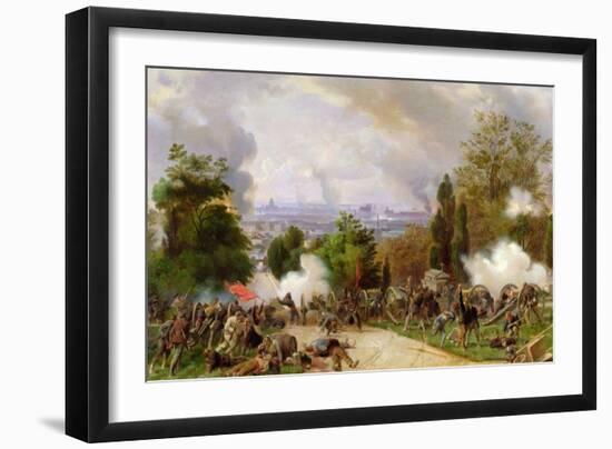 Fighting in the Cemetary of Pere Lachaise in 1871 (Oil on Canvas)-Felix Philippoteaux-Framed Giclee Print