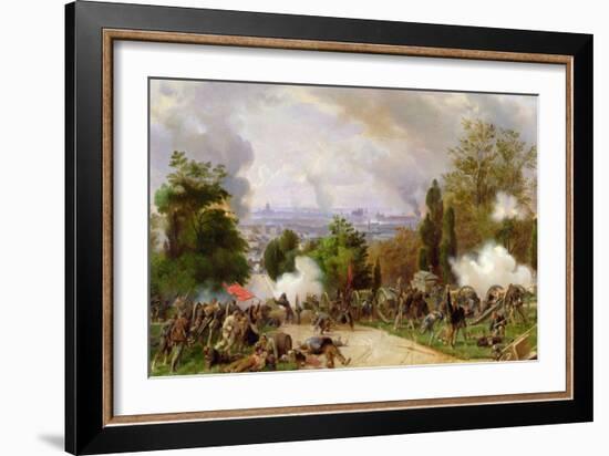 Fighting in the Cemetary of Pere Lachaise in 1871 (Oil on Canvas)-Felix Philippoteaux-Framed Giclee Print