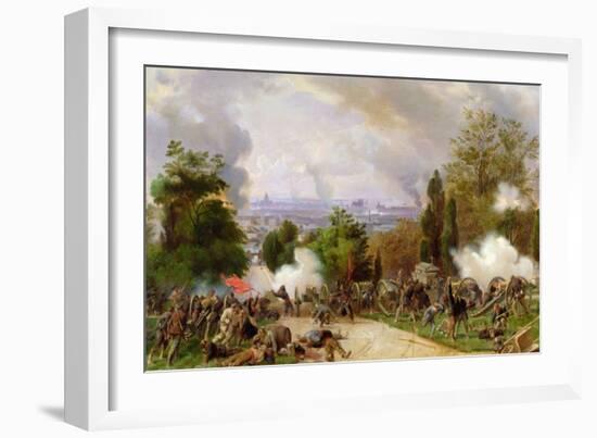 Fighting in the Cemetary of Pere Lachaise in 1871 (Oil on Canvas)-Felix Philippoteaux-Framed Giclee Print